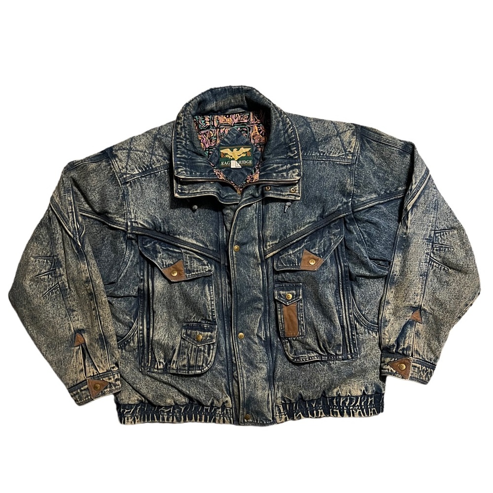 Vintage Blue Denim Bomber Jacket